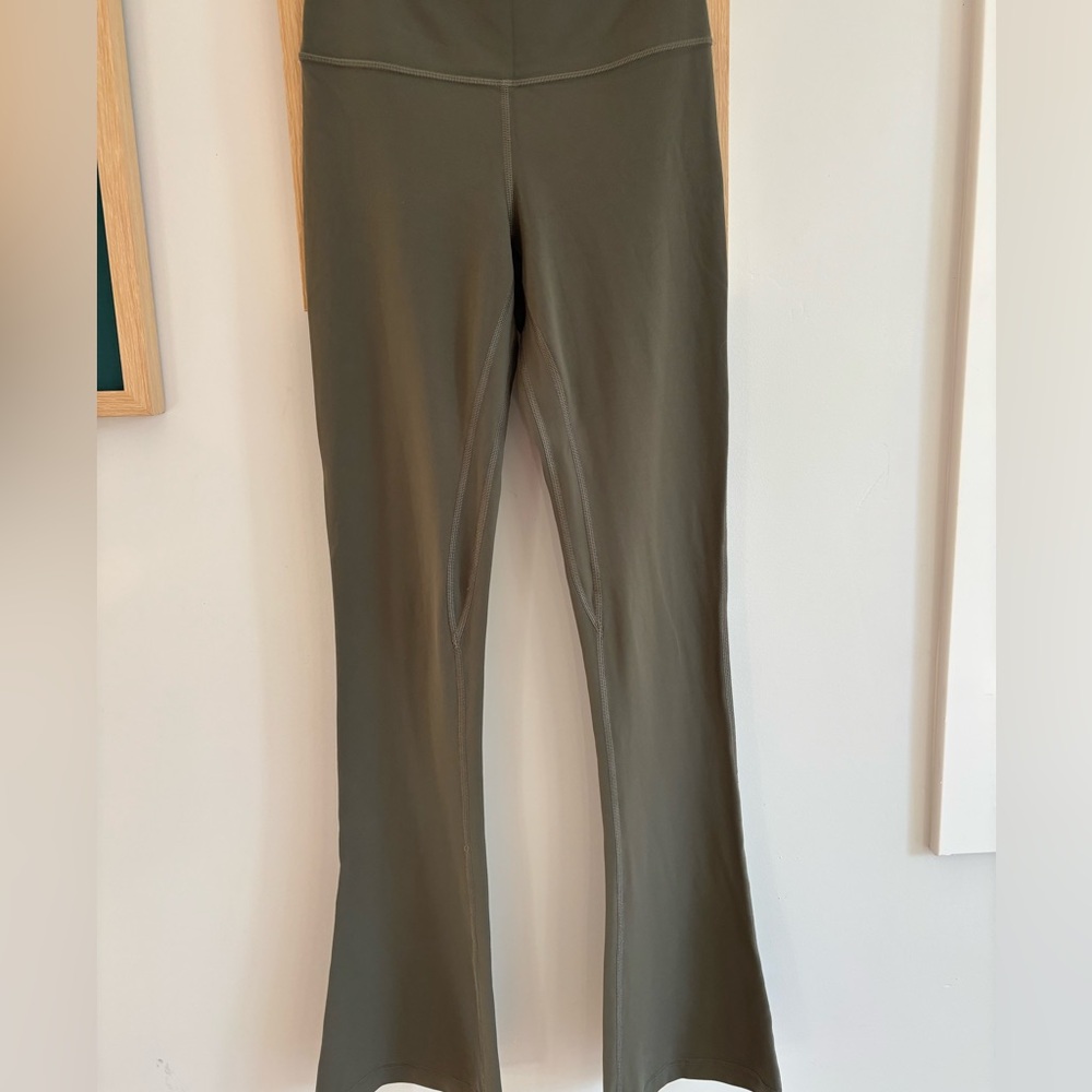 Lululemon High-Waist Olive Green Flare Leggings